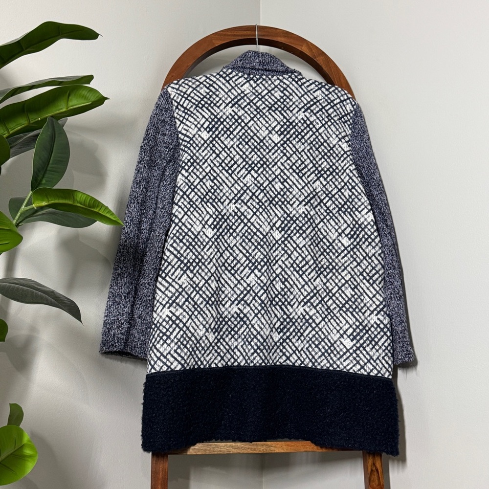 Multiples Large Blue White Patchwork Knit Cardiga… - image 2